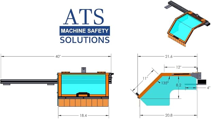 Lathe Guard. 18" Wide, Hinged. Fits machines with up to 12" Chuck Diameters. Standard Model, Part # LG-TR3-18 by ATS Machine Safety Solutions