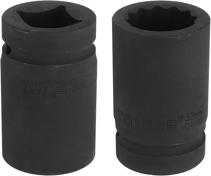 uxcell 1" Drive 32mm 12-Point Impact Socket, CR-MO Steel 80mm Length, Standard Metric Sizes