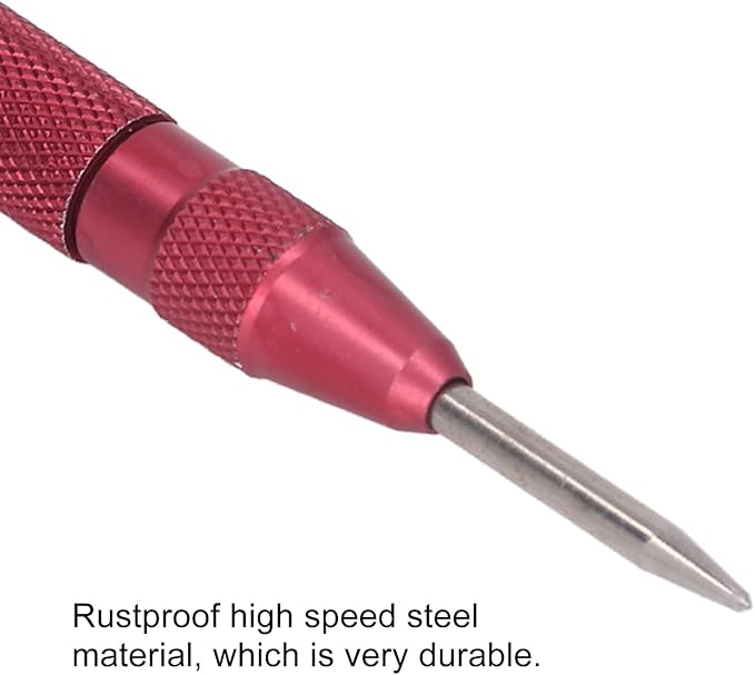 Center Punch, 4Pcs 5inches Center Punch Automatic High Speed Steel Tool Set Kit for Furniture Installation Machine Maintenance (Red)