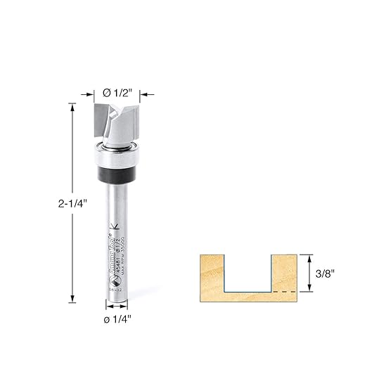 Amana Tool - 45481 Carbide Tipped Flush Trim Plunge Template 1/2 Dia x 3/8 x 1/4" Shan
