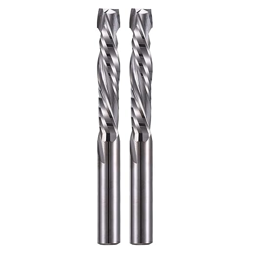 Up & Down Cut Bit 6mm（0.236" Shank , 1-1/4" Cutting Length Compression Bit Spiral CNC Router Bits End Mill Tungsten Carbide Milling Cutter Set 2 Pack