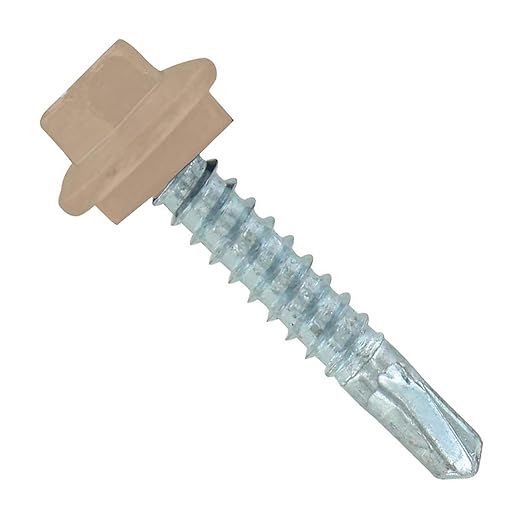 Fasteners Plus ST Fastening Maxx SteelBinder Metal to Metal #12 X 1-1/4" Tan Screws with EPDM Rubber Washer, 250-Count - Designed for Roofing and Siding Panels