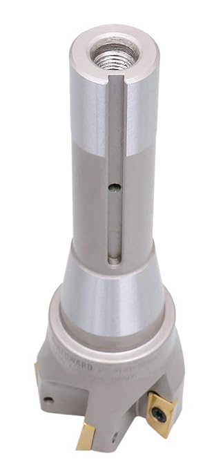 Accusize Industrial Tools 2'' Diameter by 6-1/8'' Oal 90 Degree R8 Shank Indexable End Mill with 5 Apkt1604 Carbide Inserts, 0028-6906