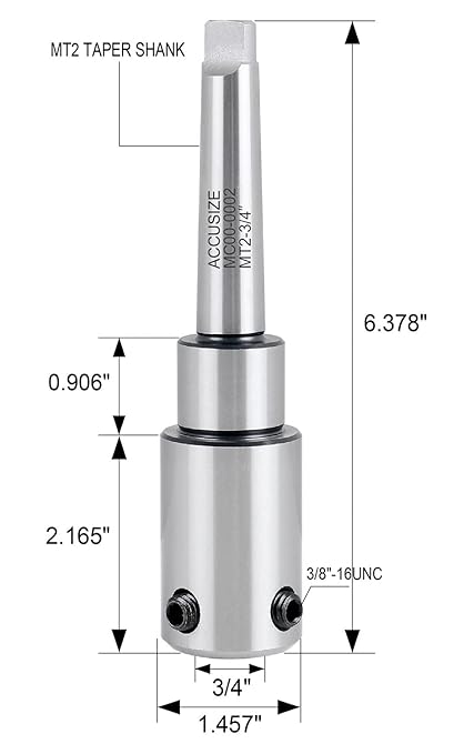 Accusize Industrial Tools Annular Cutter Arbor, Mt2 to 3/4'' Weldon Shank for Drill-Use Annular Cutter on Drill Press, Mc00-0002