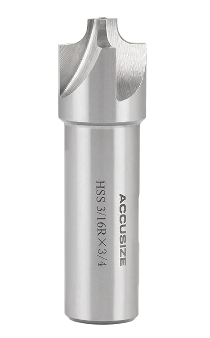 Accusize''dustrial Tools 3/16'', H.S.S. Corner Rounding End Mills, 3/4'', Shank Dia, 7/8'' Cutter Dia, 3-1/8'' Overall Length, 1011-0334