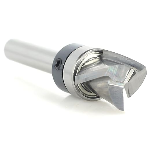Spiral Flush Trim Router Bit 1/4 Shank, Carbide Head 3-Flute, 1/2" Diameter, 1/2" Cutting Length, Pattern Template Flush Trim Cut Router Bit, for Grooves, Bottom Cleaning, Wood Trimming