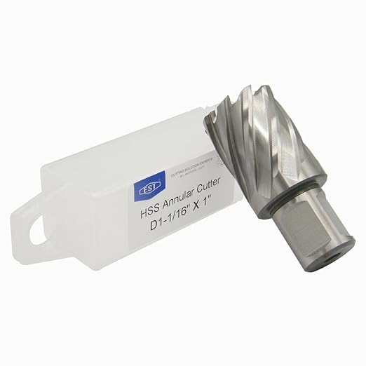 EST HSS M2AL Annular Cutter 1" DOC with 3/4" Weldon Shank for Magnetic Drill Press (D1-1/16" X 1")