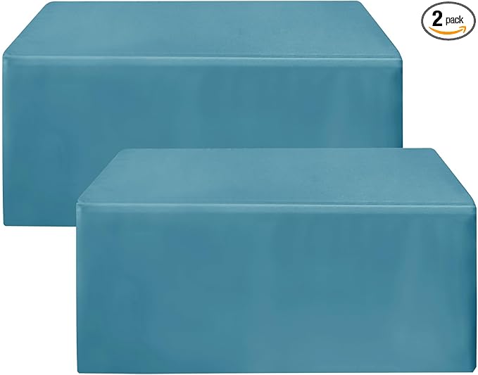 HolidayIdeas Fitted Table Covers for 6 Foot Tables - 72 x 30 Inch - 2 Pack Rectangle Teal Table Clothes Polyester Fabric Table Cover for Folding Table, Parties, Birthday, Vendor Stand, Trade Show