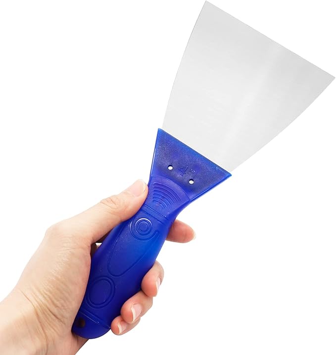 Putty Knife, 4 Inch Metal Steel Scraper, Plastic Handle Spackle Knives for Drywall, Decals, Wall paper, Patching, Painting, Taping, Scraping Coating