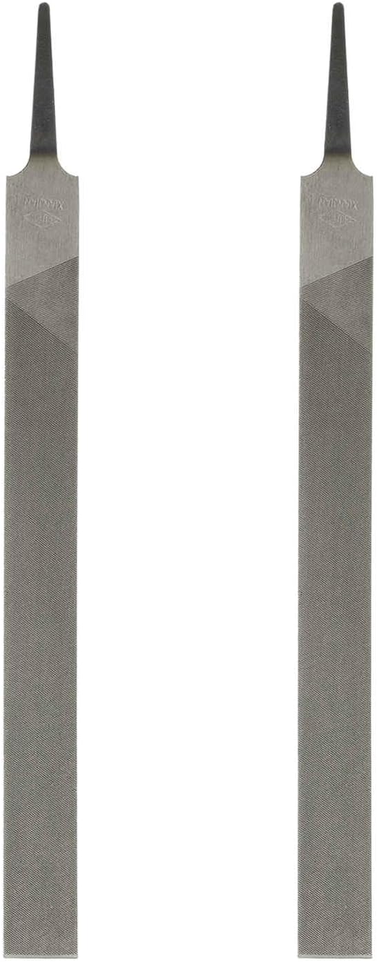 HARFINGTON 2pcs Flat Thin Cut File 10" Double Cut Teeth High Carbon Steel Hand Rasp File without Handle for Metal Wood Deburring Removing