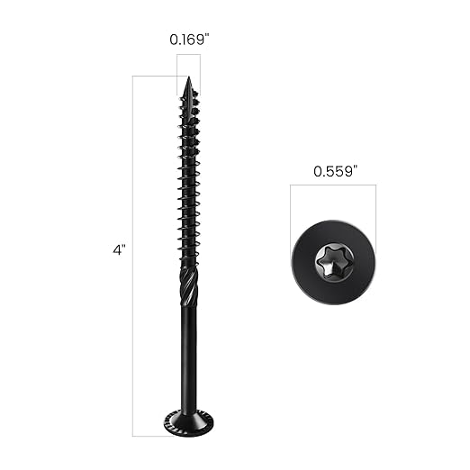 Deck Screws #14 x 4 inch, (165pcs) 5lb Heavy Duty Outdoor Wood Screws,Black Rust Resistant Epoxy Coated,Torx Drive Head,with T30 Star Bit