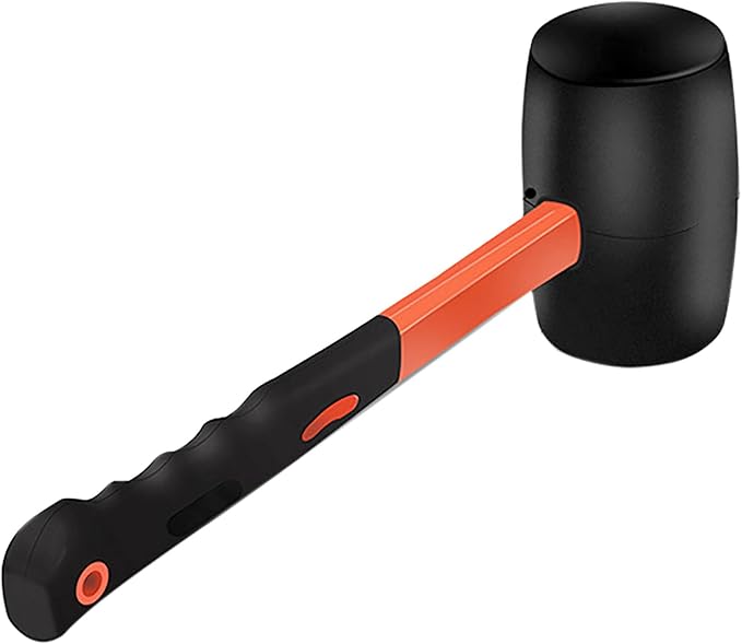12 Oz Rubber Mallet Hammer with Shock-absorbing Fibre Handle for Floor Installation, Camping, Tent Stakes, Home Decoration Construction and Woodworking (1)