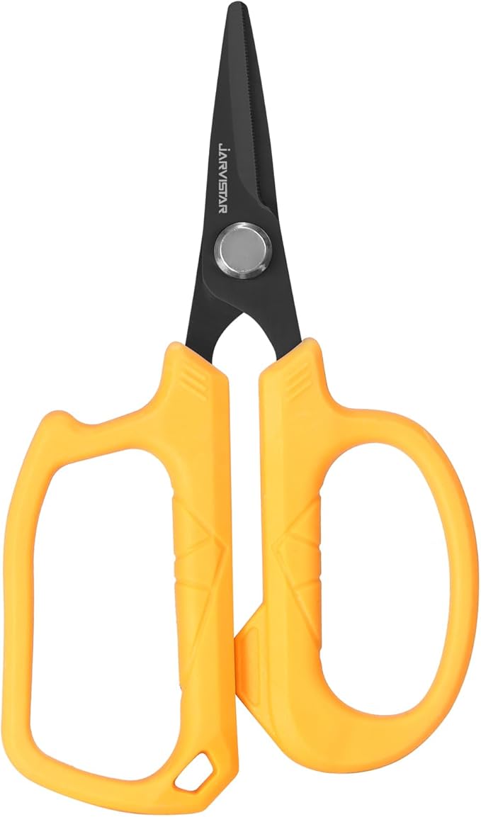 JARVISTAR 4.65" Fishing Scissors - Heavy Duty Line Cutter with Spring Clip Keychain, Dual Serrated Stainless Blades - Cuts Braided, Mono & Fluorocarbon Lines for Saltwater & Freshwater Orange