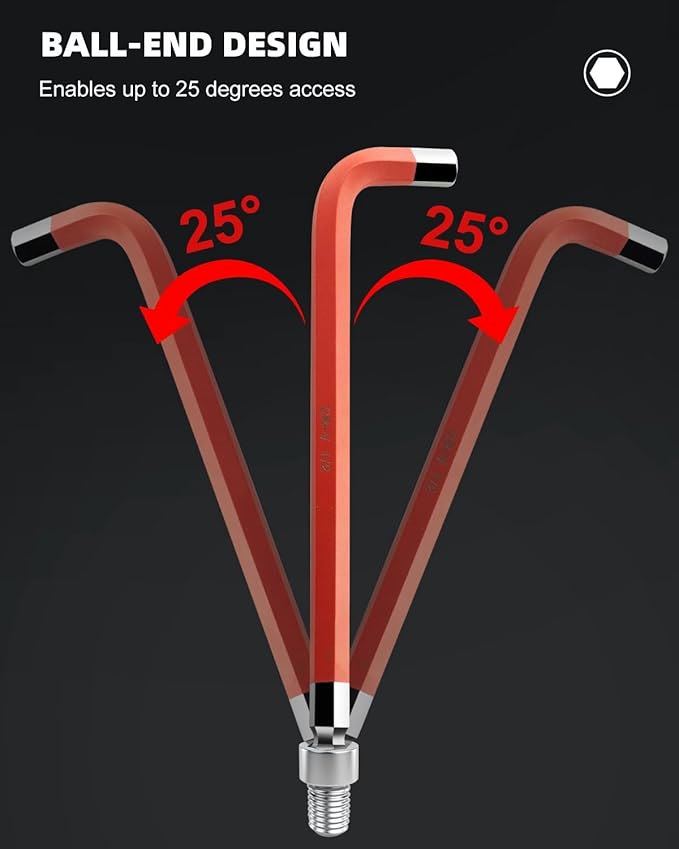 ROTATION 14PC Jumbo Hex Key Set - SAE 1/16-3/4 Long Ball End high-strength chrome vanadium Steel | Automotive Mechanic Furniture | Pro-Grade Allen Wrench Tools