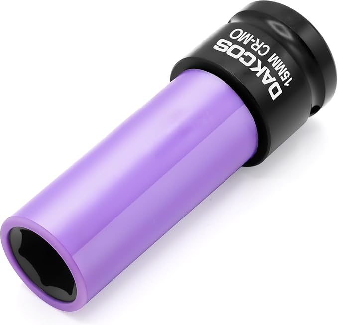 15mm Impact Lug Nut Socket, 1/2 inch Drive, With Protective Sleeves,CR-MO