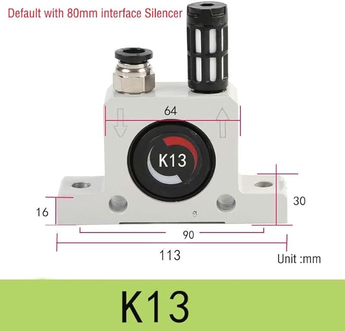K 1/4'' K13 Thread Pneumatic Vibrator Power Concrete Vibrator Ball Type Aluminum Alloy Air Turbine Oscillator with Silencer