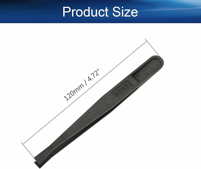 Auniwaig 3pcs Precision Plastic Tweezers, Slant Flat Tip Anti-Static Tweezers for Jewelry Craft DIY Beauty Electronics Repair Tool (4.7 Inch, Black01)