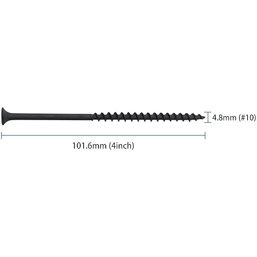 60pcs #10 횞 4 inch High Hardness Drywall Screws, Black, Coarse Thread, Phillips Drive, Bugle Head, Black Wood Screws, Long Screws, Wood and More