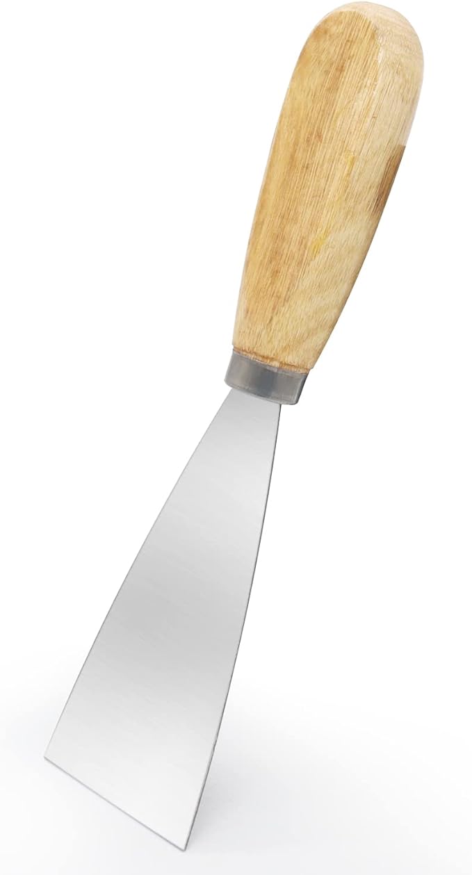 Putty Knife, 2 Inch Metal Scraper, wooden Handle Spackle Knives for Drywall, Decals, Wall paper, Patching, Painting, Taping, Scraping Coating