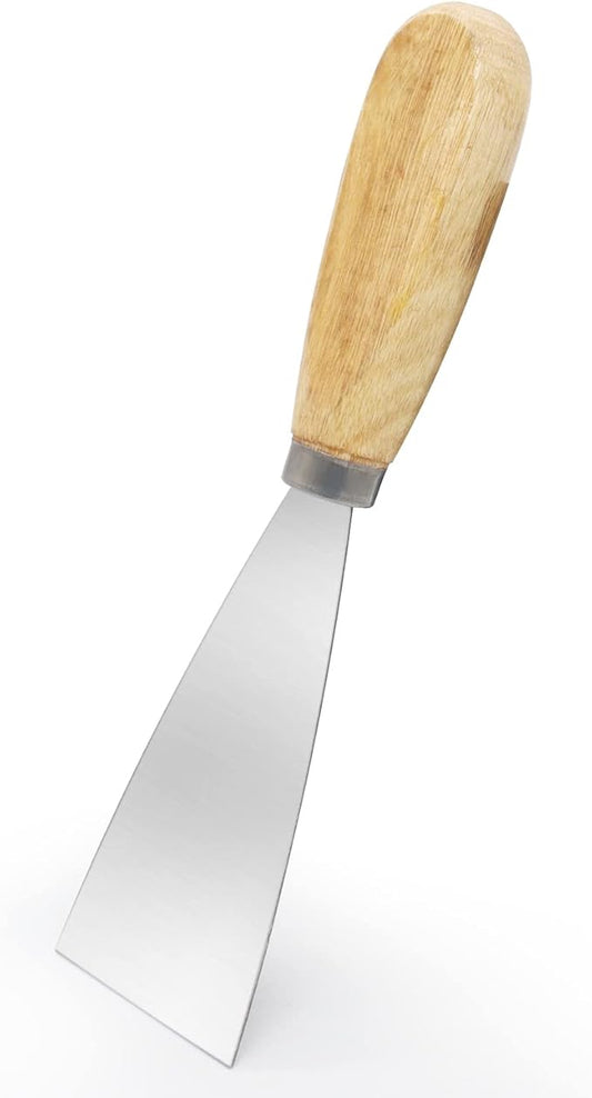 Putty Knife, 2 Inch Metal Scraper, wooden Handle Spackle Knives for Drywall, Decals, Wall paper, Patching, Painting, Taping, Scraping Coating