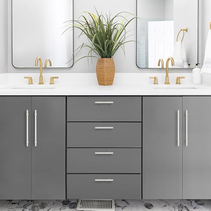 10 Pack Brushed Nickel Cabinet Handles - 7-1/2" Hole Center Cabinet Pulls Drawer Pulls Cabinet Hardware Kitchen Handles for Cabinets