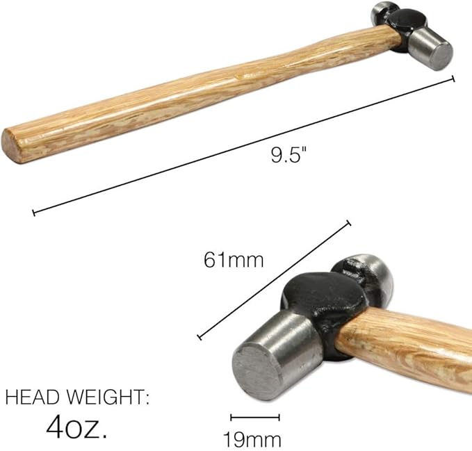 The Beadsmith Vintaj Ball Pein Hammer, 9.5 Inches, 61-Millimeter Steel Head and Wood Handle, 4-Ounce Jewelry-Making Tool