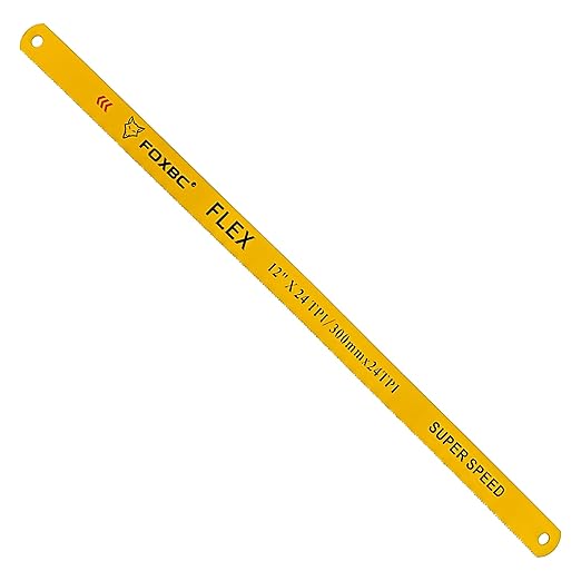 FOXBC Hacksaw Replacement Blade 12 inch 24 TPI, High Speed Hack Saw Blade Carbon Strength Steel, 10-Pack