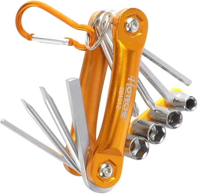 Hoteche 12-Piece Folding Socket and Screwdriver Bit Set ??Compact CR-V Tool Kit with Anodized Aluminum Frame | 1/4" Drive Sockets (6-10mm), PH2/PH3, Slotted, Hex, Socket Adapter | Satin Finish