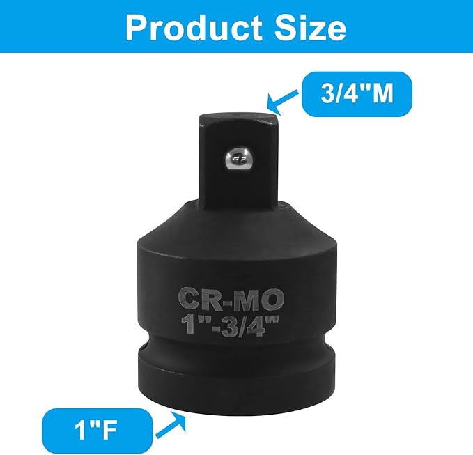 1" Female to 3/4" Male Impact Socket Adapter, Black Wrench Socket Adapter For Impact Driver