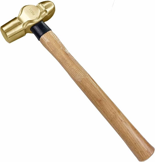 WEDO Ball Pein Hammer,40oz Non-Sparking Ball Peen Hammer,Aluminum Bronze,Wooden Handle,Length 400mm,Die-forged Hammer Head 1130g,Corrosion Resistant Drilling Hammer,BAM & FM Certificate,DIN Standard