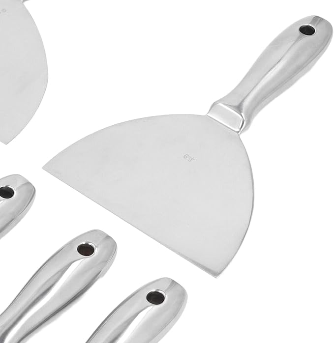 Drywall Repair & Wallpaper Removal Putty Knife Set 7-Piece Stainless Steel Hand Scraper Tool Kit for Applying Putty Plaster DIY Home Renovation Projects