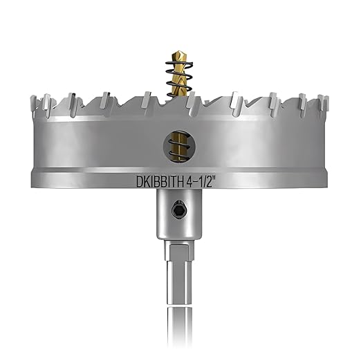 TCT Hole Saw Set, 4-1/2"(115mm) Heavy Duty Tungsten Carbide Tipped Hole Cutters for Stainless Steel Mild Steel Copper Iron Brass Plastic and More, with Titanium-Plated Pilot Drill Bits.