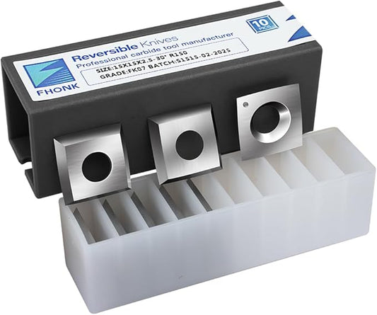 15mm Arc-edge Square Carbide Inserts Cutters, for Woodturning Replacement Cutter Knives, Fits Spiral, Helical Planer Cutter, Wood Lathe Turning Tool, 10-Pack (15x15x2.5-30째 R150)