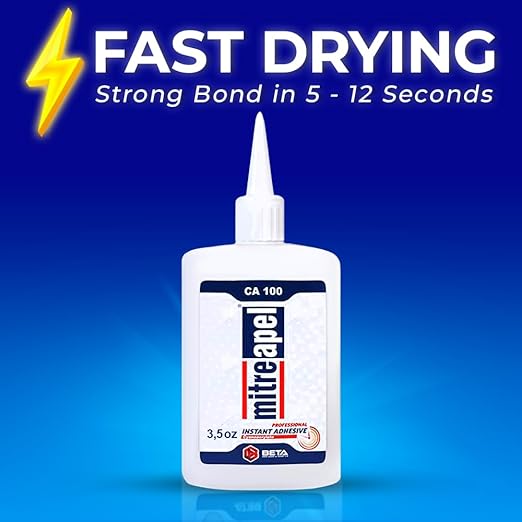 MITREAPEL CA Glue with Activator (2 x1.7oz-2 x 6.7floz)Instant Bond Professional Cyanoacrylate Adhesive and Super Glue Accelerator for Woodworking ,Ceramic,3D Printing,Glass, DIY&Craft, Plastic,Repair
