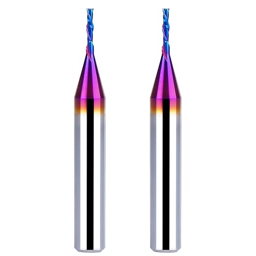 2PCS Downcut Spiral Router Bit 1/4 Inch Shank 1/16 Inch Cutting Diameter 1/4 inch Cutting Length with Extra Long Life Coating CNC Router Bits End Mill for Wood Cutting, Slot Mortise, Engraving