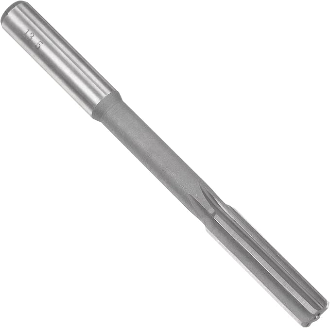 uxcell Chucking Reamer 13.5mm, H7 HSS Lathe Machine Reamer 6 Straight Flutes, Round Shank Milling Cutting Tool, Metric Reaming Drill Bit for Stainless Steel Metal Hole