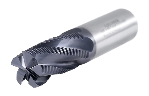 Accusize Industrial Tools 1'' Dia, M42 8% Cobalt Tialn Roughing End Mill, Coarse Tooth, 1'' Shk Dia, 2'' Flt Length, 4-1/2'' Oal, 5 Flute, 1102-0001