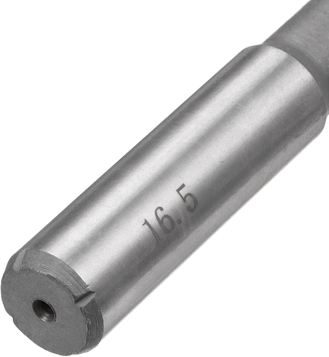 uxcell Chucking Reamer 16.5mm, H7 HSS Lathe Machine Reamer 6 Straight Flutes, Round Shank Milling Cutting Tool, Metric Reaming Drill Bit for Stainless Steel Metal Hole