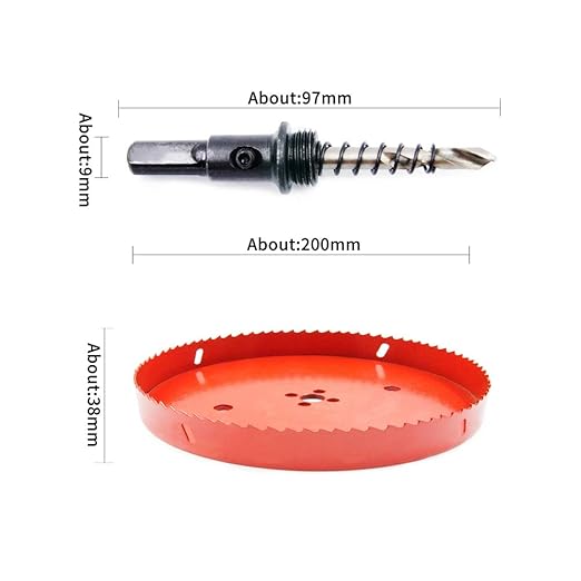 Hole Saw Drill Bit LAIWEI HSS Hole Cutter with Arbor for Wood,PVC Board and Plasterboard(7-7/8"(200mm Hole Saw))