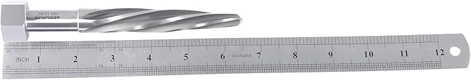 Accusize Industrial Tools H.S.S. Aligning Reamer - 11/16'' Diameter, 4-1/2'' Flute Length, 6-1/2'' OAL, Hex Shank, Spiral Flute, 0523-6025