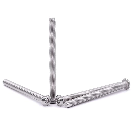 1/4-20 x 2-1/4" Button Head Socket Cap Bolts Screws, 304 Stainless Steel 18-8, Allen Hex Drive, Bright Finish, Fully Machine Thread, Pack of 20