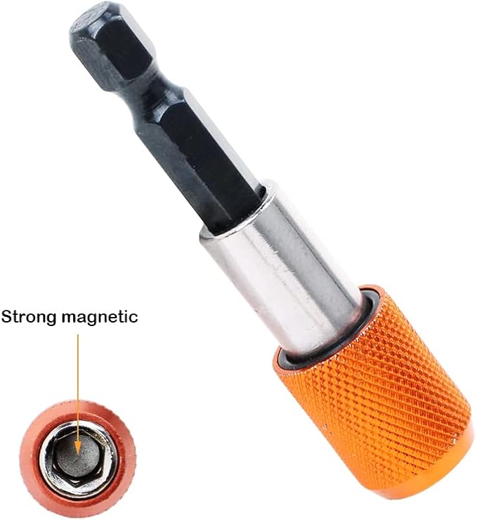 AUTOTOOLHOME 2 Pieces Quick Change Bit Holder Magnetic 1/4" Hex Shank Drill Bit Extension for Screwdriver Bits Nuts Drills Socket Driver Adapter