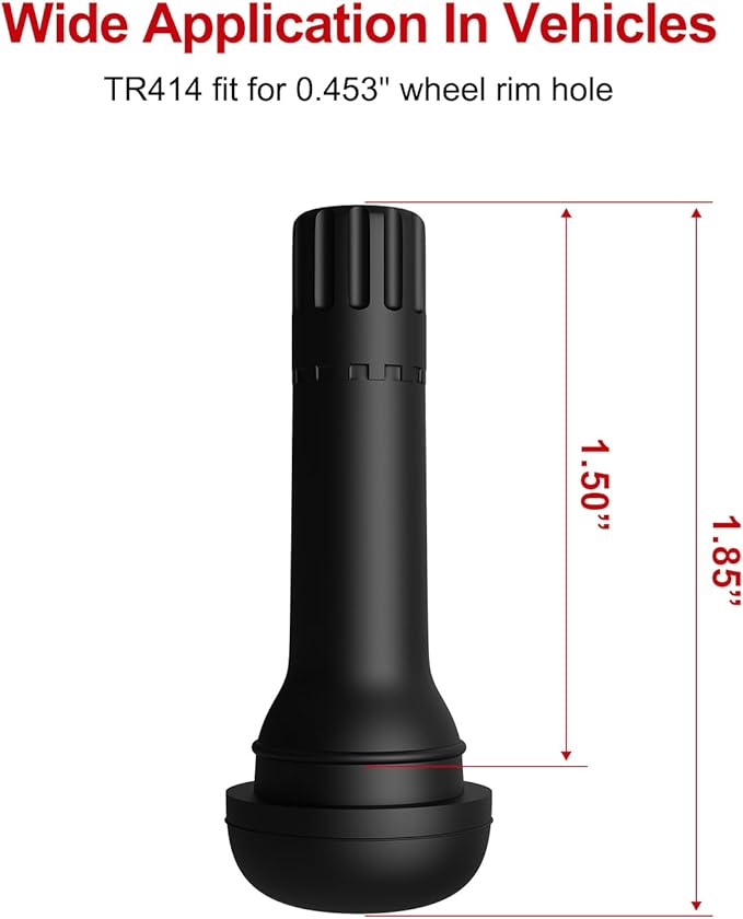 SUNSOUL TR414 Brass Stem EPDM Rubber Snap-in Tire Valve Stems for 0.453 Inch 11.5mm Rim Holes, Pack of 5pcs Valves