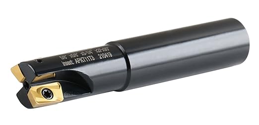 Accusize Industrial Tools 5/8'' 90 Deg Square Shoulder Indexable End Mill with 3-1/4'' Oal, Apkt11t3 Carbide Inserts, 2 Flute, 0056-0916