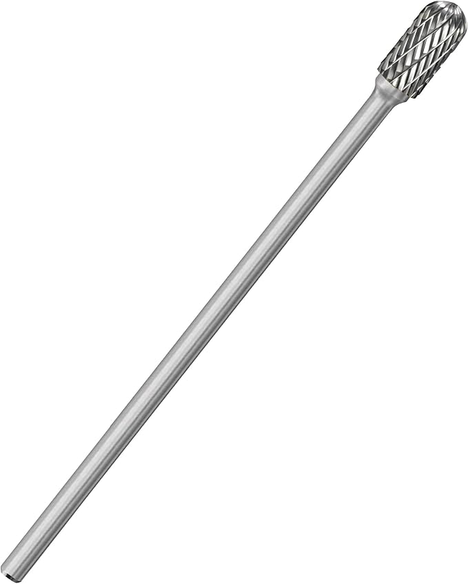 1Pc Long Carbide Burr Set 1/4" Shank Total L 6.8" Die Grinder Bits Rotary Rasp Attachment Cut Port Grind Metal Cast Iron Steel Aluminum Cylinder Head Engine Intake Exhaust Manifold Tight Area