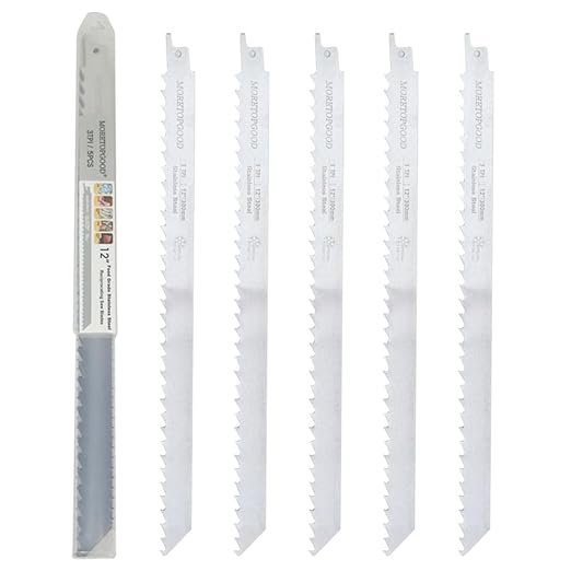 12 Inch Stainless Steel Reciprocating Saw Blades for Frozen Meat Bone Cutting,Food Saw Blades-5 Pack