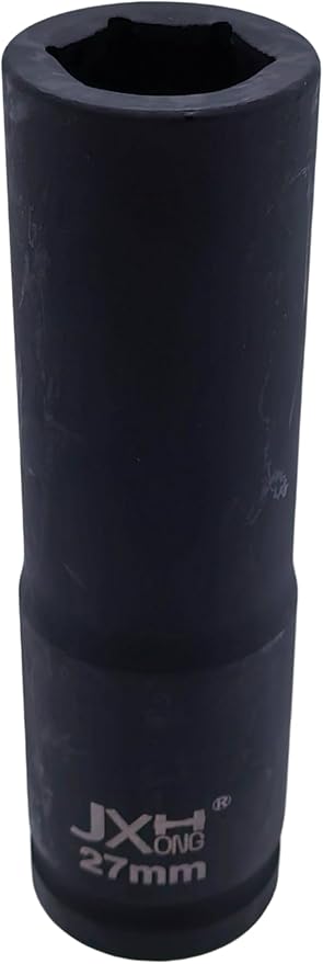 1-Inch Drive Metric Extra Deep Impact Socket, Heavy-Duty,6-Point, 6.3-Inch Long, Heat-Treated Cr-V Steel (27mm)