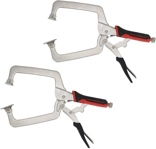 Monster & Master 15" C clamp Locking Pliers with Swivel Pads, Face Clamp for Woodworking, Welding and Pocket Hole Joinery, 2-Piece,