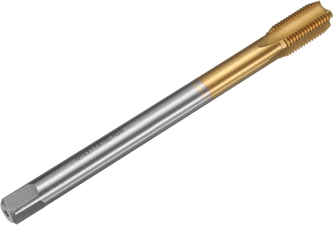 uxcell Metric Thread Tap M14 x 1.5 H2 160mm Straight Flute Screw Thread Milling Machine Taps Threading Tapping Repair Tool
