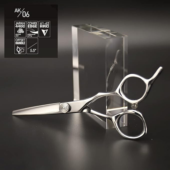 AOLANDUO 5.5-Inch Professional Hair Shears ??Japanese VG10 Steel, True Convex Edge, Semi-Offset Handle, CNC Pivot ??Precision Scissors for Detailing, Layering & Edging
